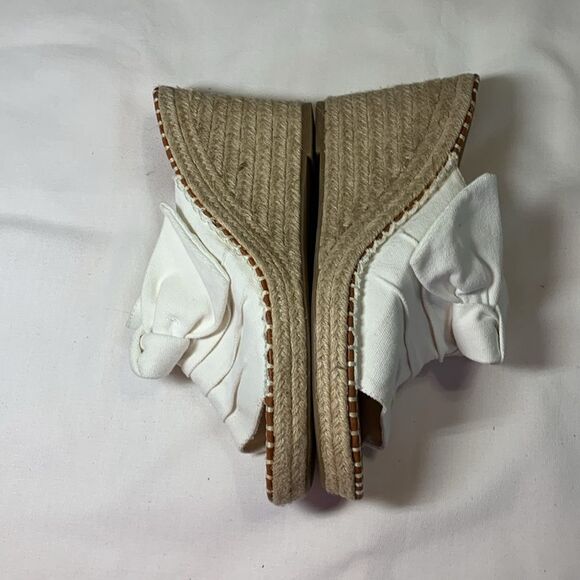London Fog Size 11 Heidi classic Espadille wedge sandal white - Picture 4 of 12